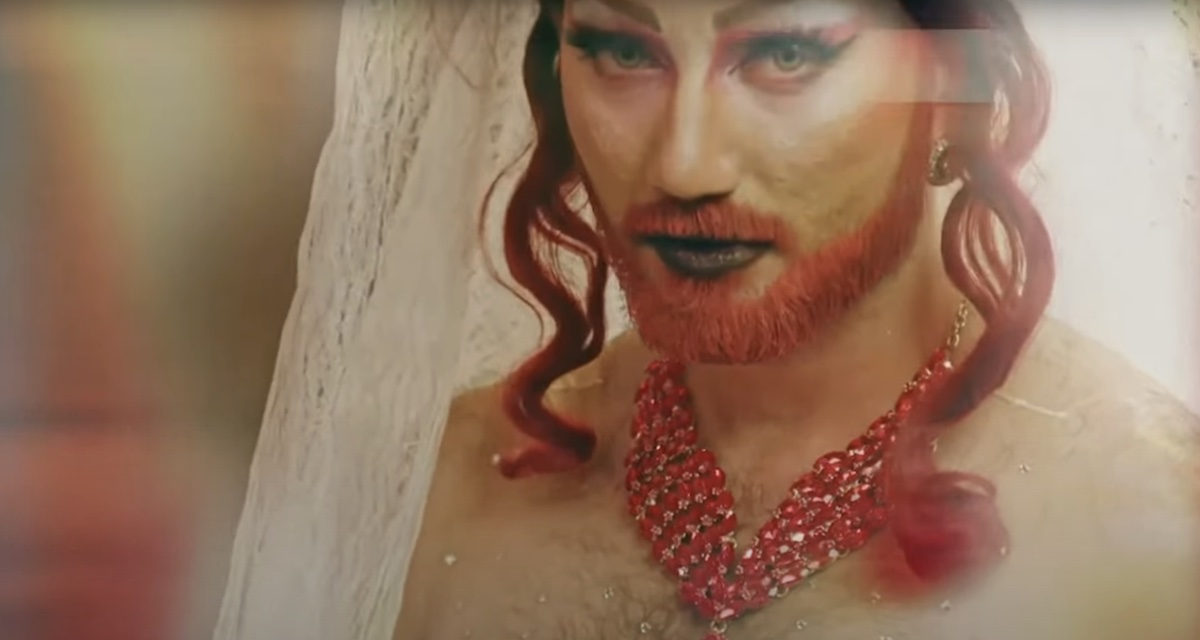 Pura Luka Vega, wearing a wedding gown.