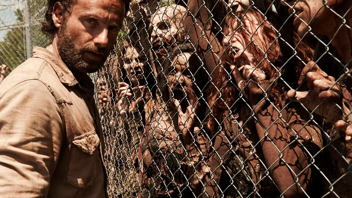 Rick Grimes and the zombies in the walking dead