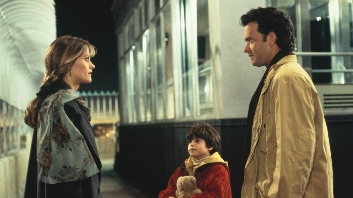 Meg Ryan as Annie Reed, Ross Malinger as Jonah Baldwin and Tom Hanks as Sam Baldwin in 'Sleepless in Seattle'