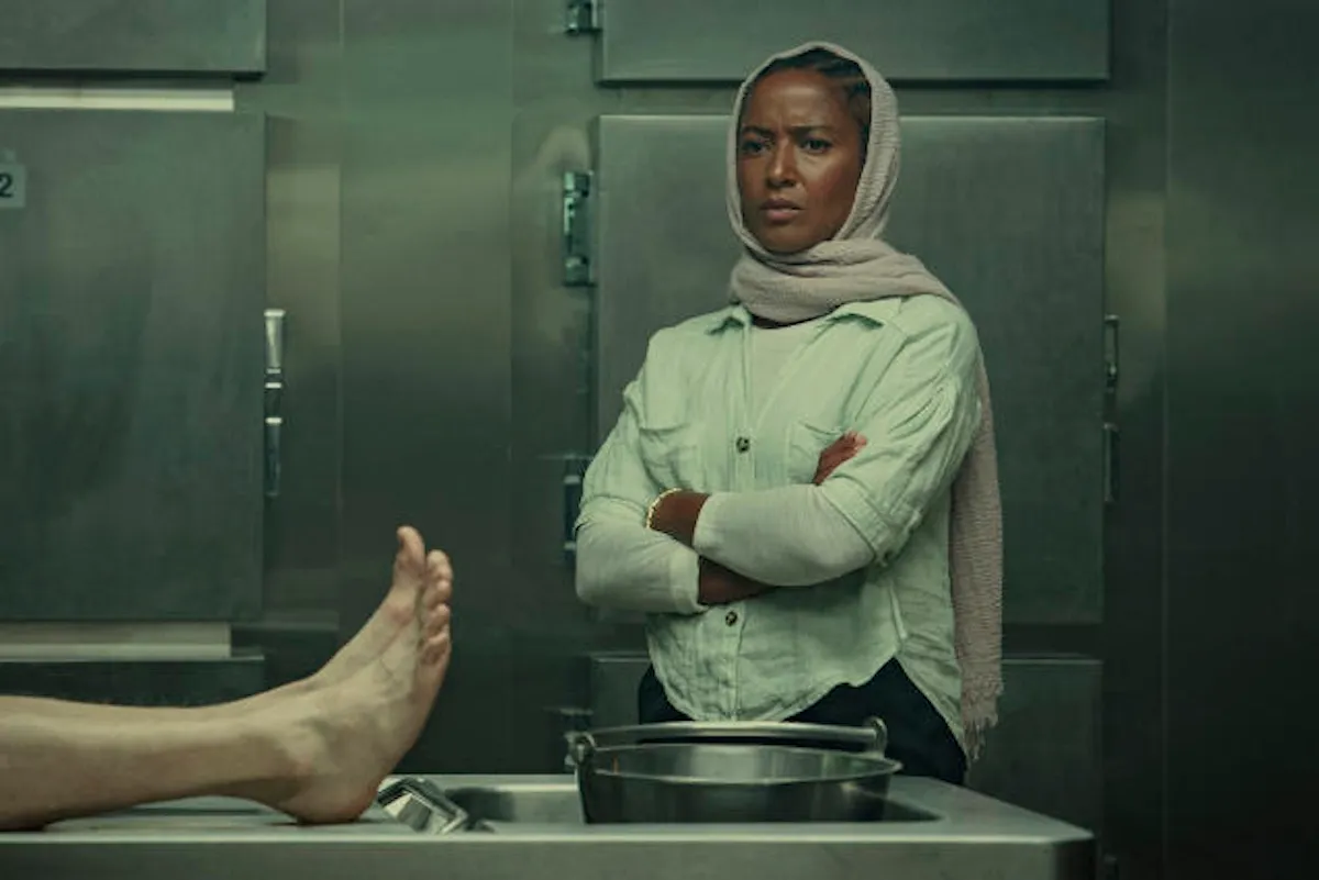Amaka Okafor looks on as Shahara Hasan in Netflix's 'Bodies'