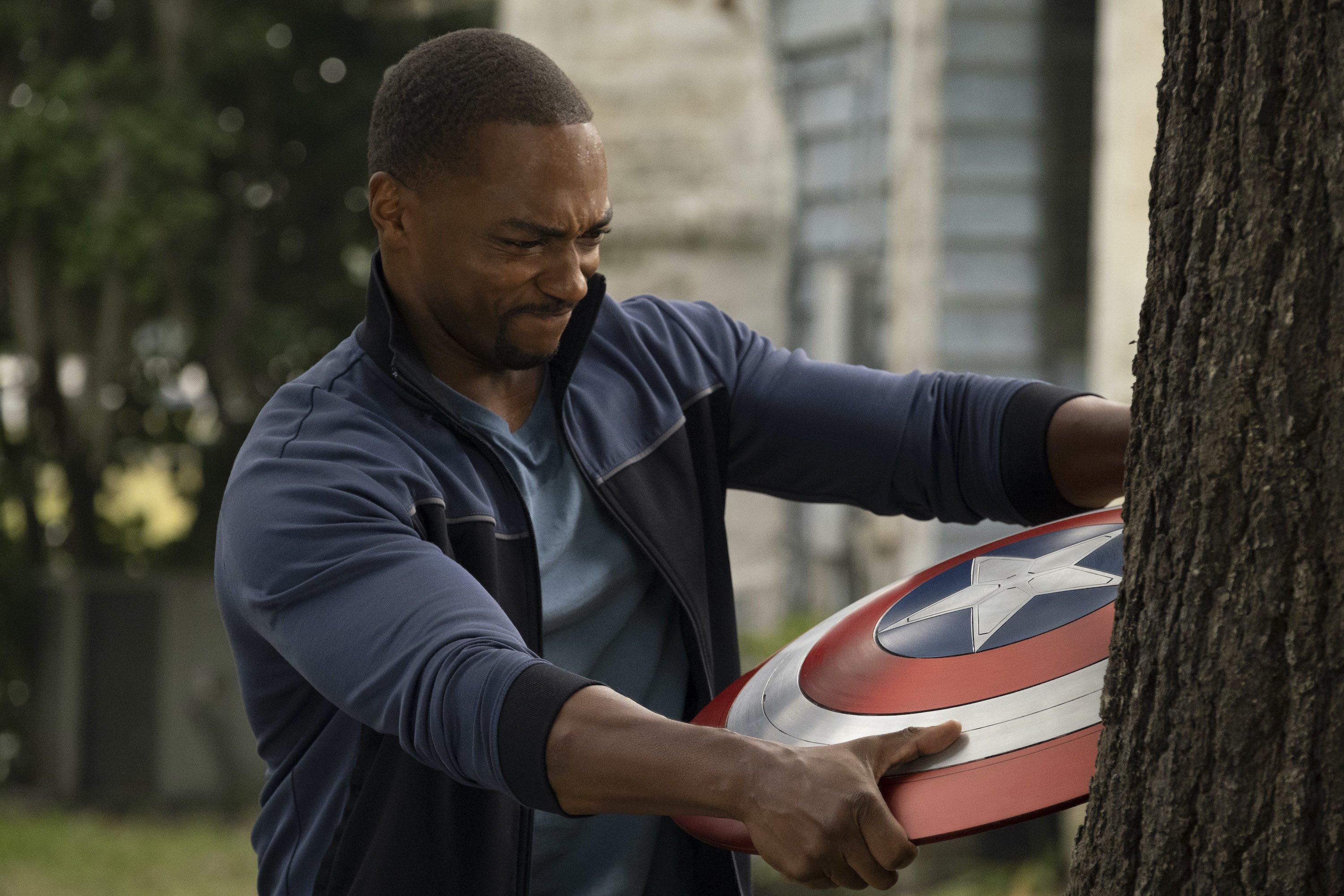 Anthony Mackie as Sam Wilson aka Captain America in The Falcon and The Winter Soldier  Image Source: Chuck Zlotnick/Disney