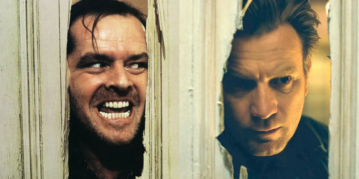 Jack Torrance in the door in the shining and Danny Torrance looking through that door in Doctor Sleep