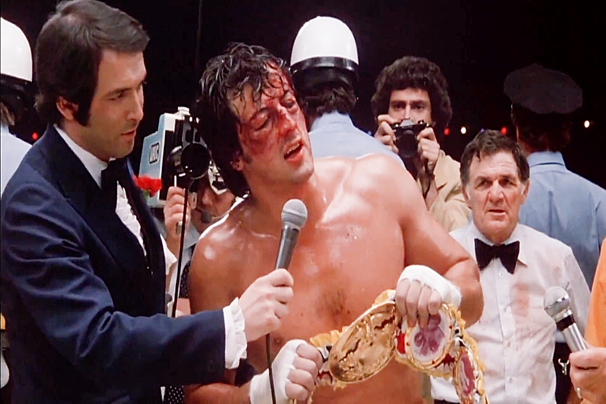 A bloodied Rocky in 'Rocky II' 