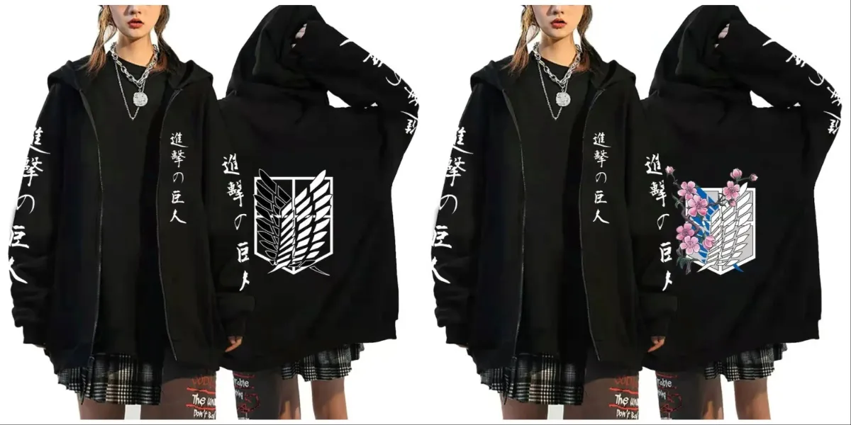Attack on Titan Hoodies featuring the Survey Corps logos.