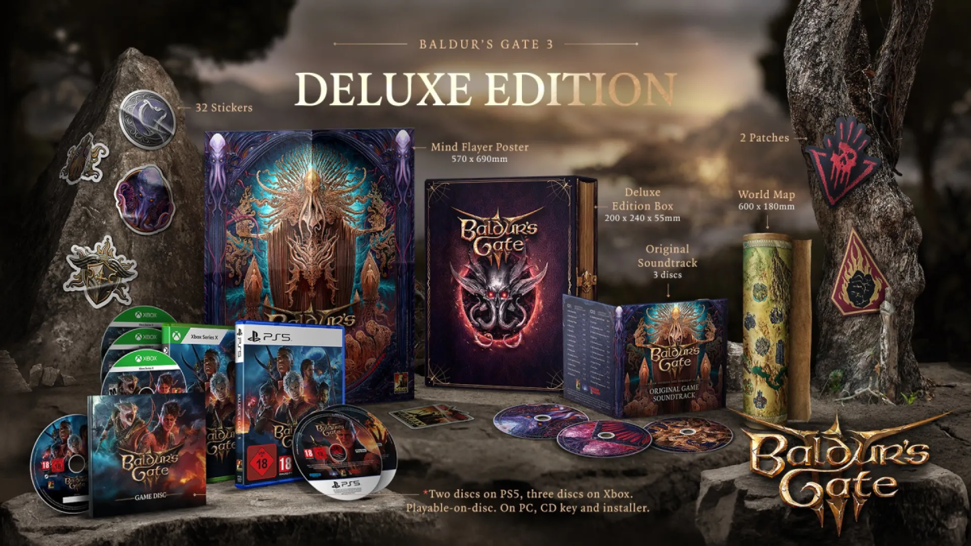 Baldur's Gate 3 Deluxe Edition merchandise. 