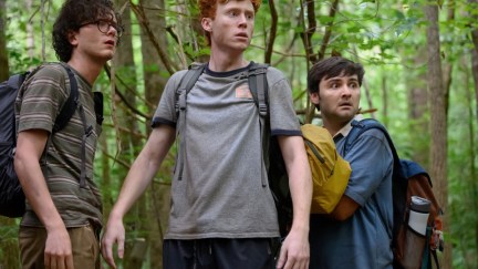 Ben Marshall, John Higgins, and Martin Herlihy in 'Please Don't Destroy: The Treasure of Foggy Mountain'