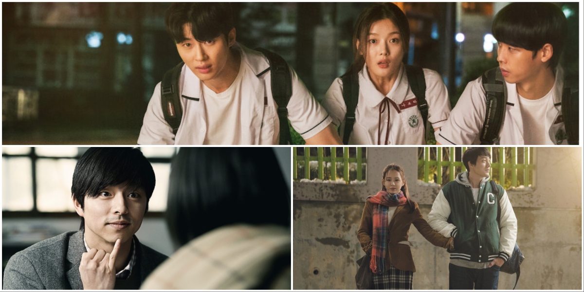 Best Korean movies all available on Netflix, featuring 20th Century Girl (on top), Silenced (left), and Be With You (right)