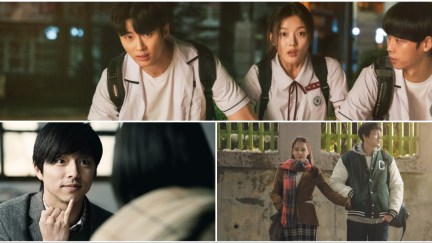 Best Korean movies all available on Netflix, featuring 20th Century Girl (on top), Silenced (left), and Be With You (right)