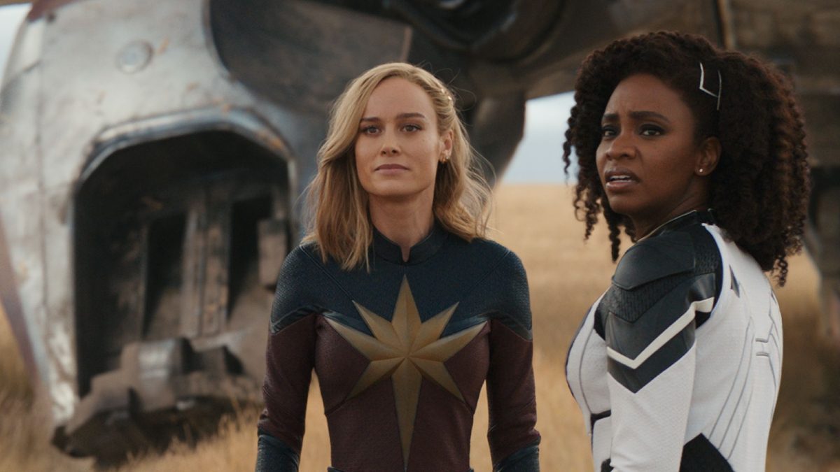 Brie Larson as Carol Danvers / Captain Marvel and Teyonah Parris as Monica Rambeau in 'The Marvels'