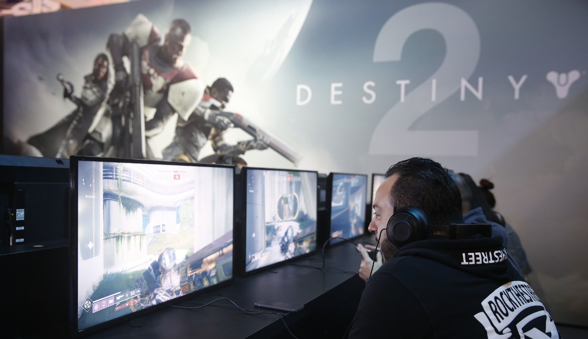 A gamer playing Bungie's Destiny 2