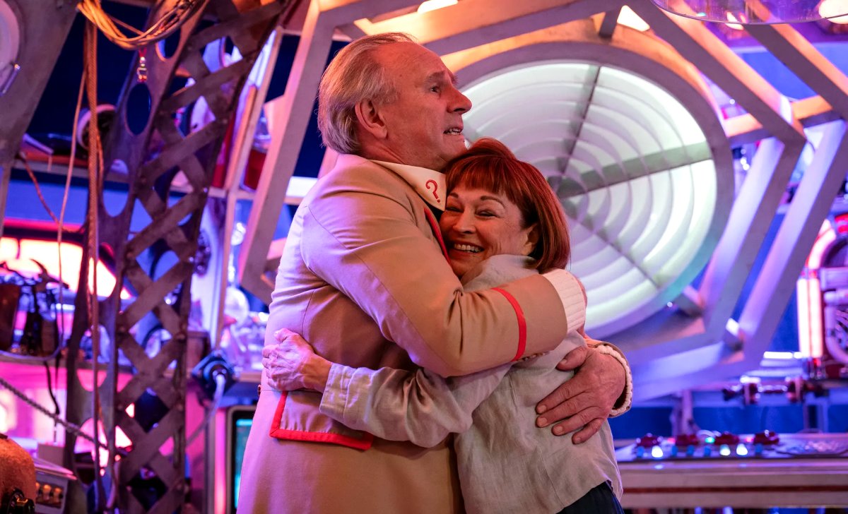 Peter Davison and Janet Fielding as The Fifth Doctor and Tegan