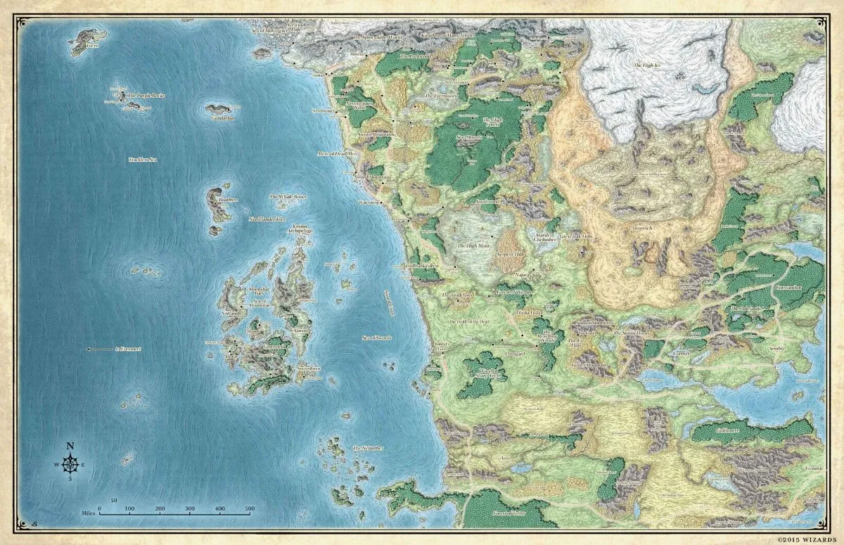 2015 map of Faerûn released by Dungeons & Dragons.