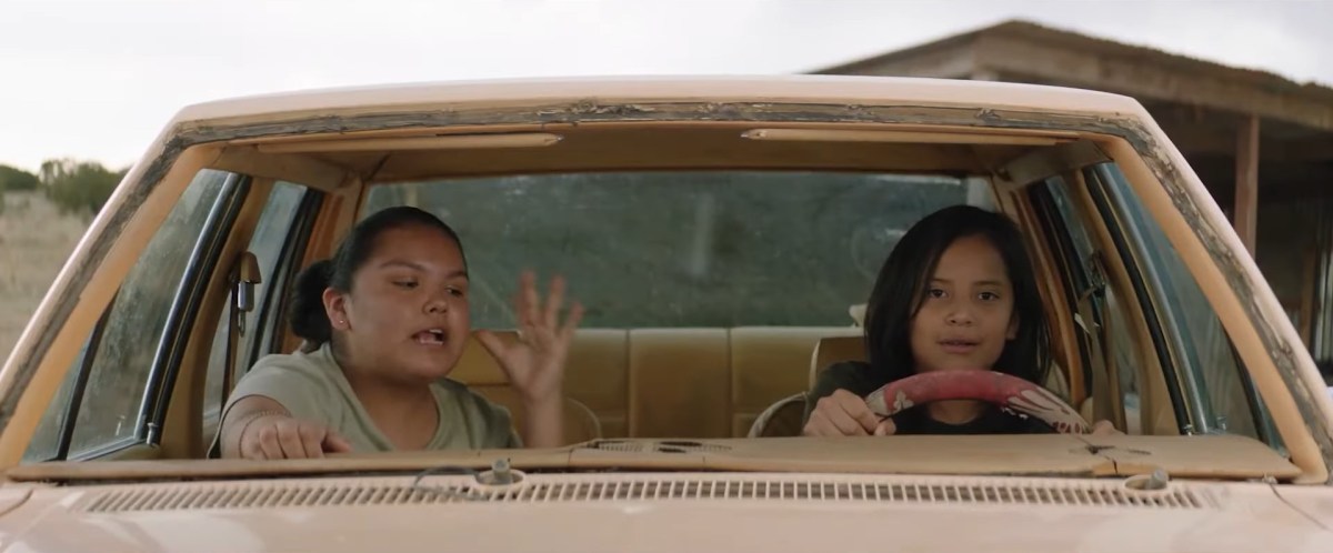 Benny (Keir Tallman) and Fry (Charley Hogan) stealing their uncles car in 'Frybread Face And Me.'