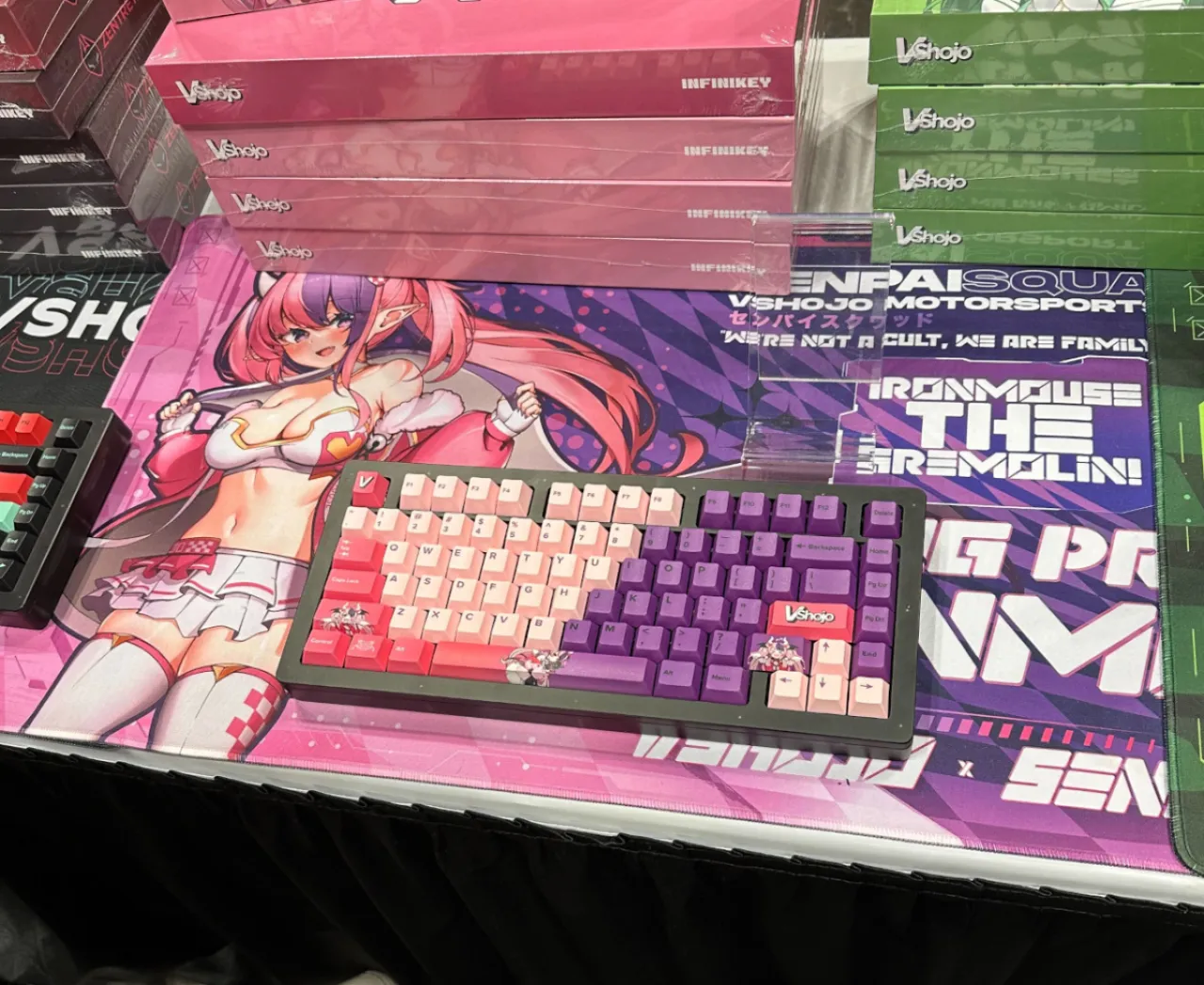 The Ironmouse Infinikey keyboard, as seen at Anime NYC.