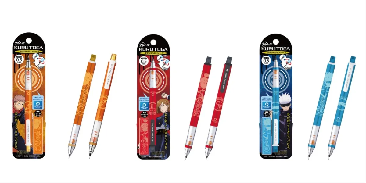 Jujutsu Kaisen Kuru Toga Mechanical Pencils featuring Yuji Itadori, Kugisaki Nobara, and Gojo Satoru