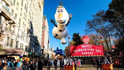 An Olaf float at the Macy's Thanksgiving Day Parade