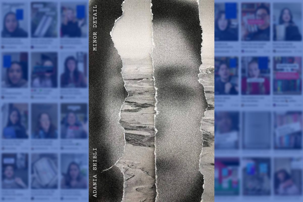 'Minor Details' by Adania Shibli  in from of TikToks talking about her book. 