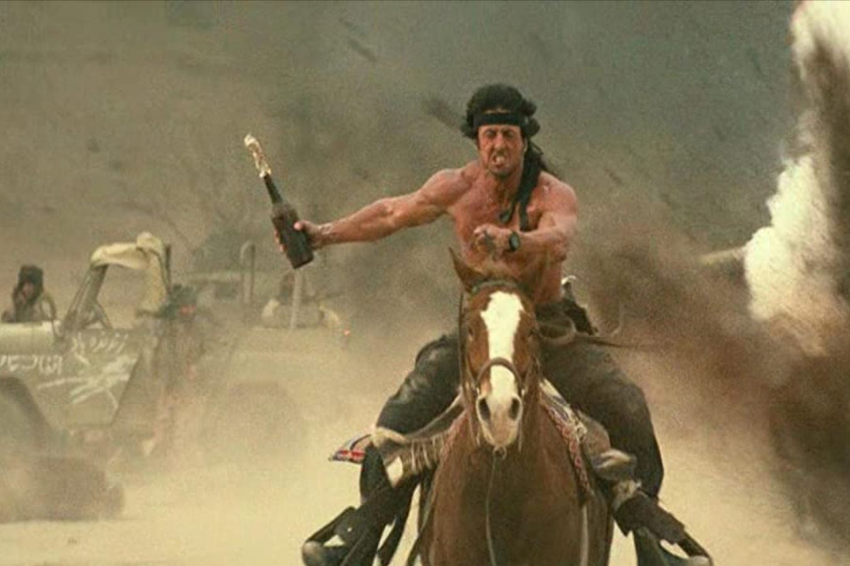 Rambo on a horse in Rambo III