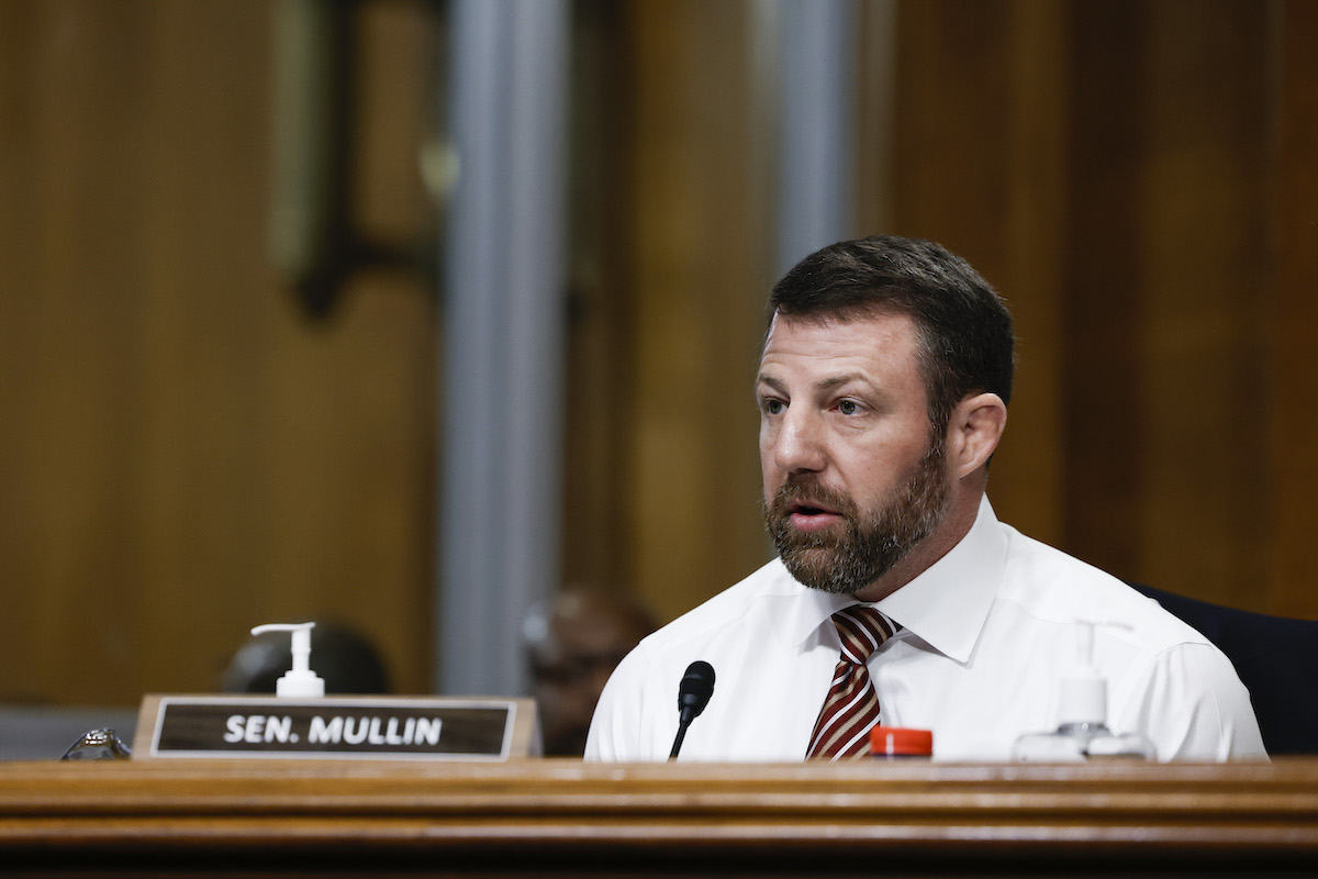 Sen. Markwayne Mullin speaking during a senate hearing