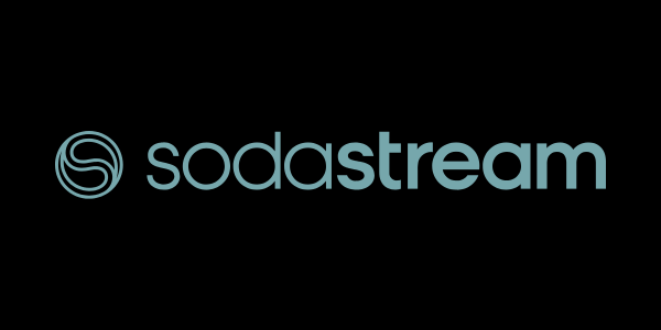 A green-blue on black version of the SodaStream logo