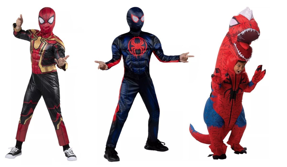 Iron Spider, Miles Morales and Spider-Rex costumes