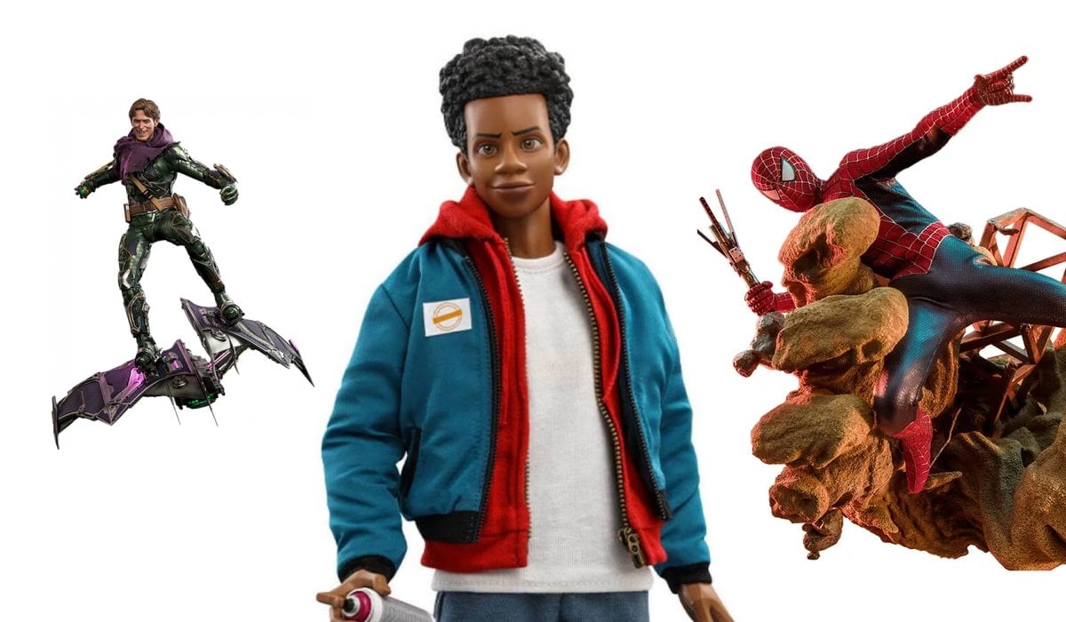 Green Goblin, Miles Morales and Peter Parker figures