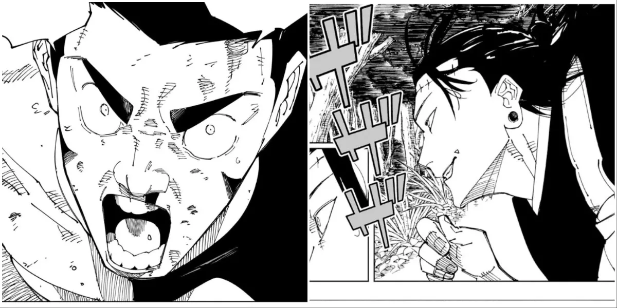 Takaba facing Kenjaku for the first time in Chapter 241 of Jujutsu Kaisen, The Culling Games Arc.