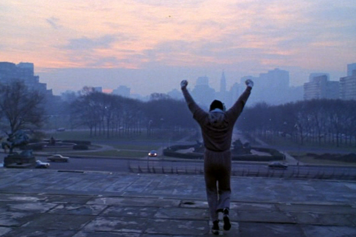The iconic running up the steps scence in 'Rocky'