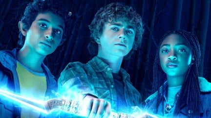Aryan Simhadri as Grover, Leah Jeffries as Annabeth, and Walker Scobell as Percy in 'Percy Jackson and The Olympians'