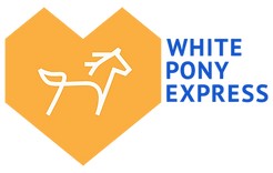 White Pony Express Logo featuring a horse in a heart.