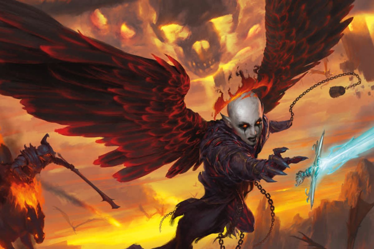 Zariel reaching for a sword on the cover of 'Dungeons & Dragons' 'Baldurs Gate:  Descent Into Avernus.'' 