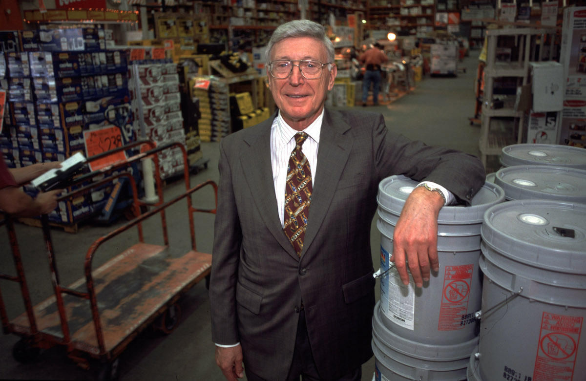 Home Depot CEO Bernie Marcus poses for a portrait in a Home Depot store