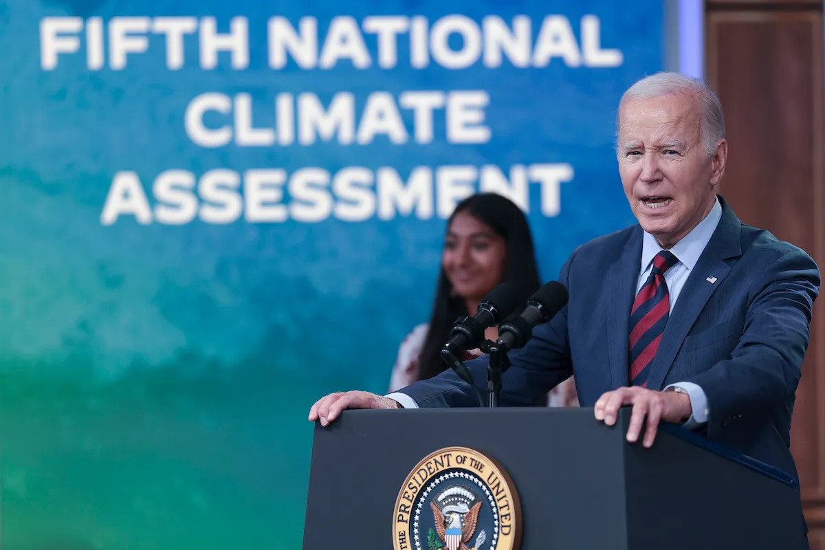 Joe Biden delivers remarks during a climate event at the White House