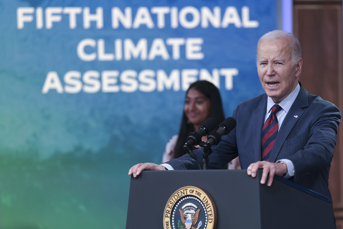 Joe Biden delivers remarks during a climate event at the White House