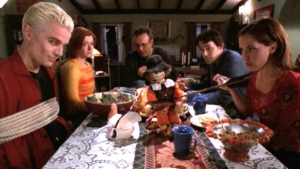 The Scooby Gang at the Thanksgiving Table in Buffy the Vampire Slayer Season 4 episode Pangs