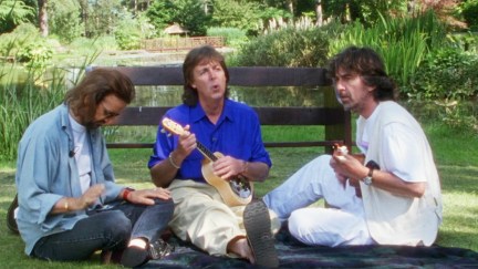George Harrison, Paul McCartney, and Ringo Starr in Now and Then: The Last Beatles Song