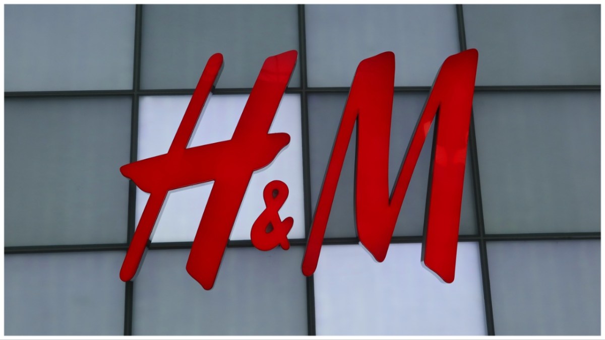 TORONTO, ONT - JULY 26: An H&M corporate logo hangs on a wall outside their store at the Eaton Center shopping mall on July 26, 2023, in Toronto, Canada. 