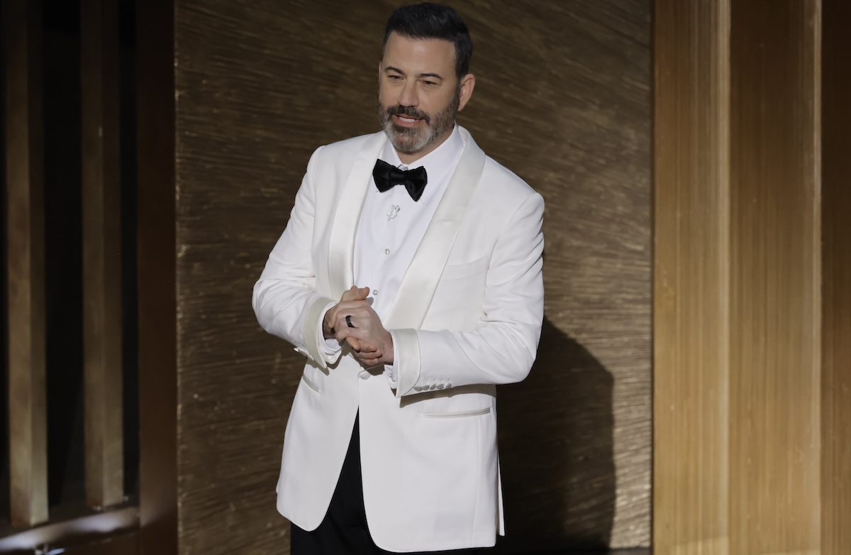 HOLLYWOOD, CALIFORNIA - MARCH 12: Host Jimmy Kimmel speaks onstage during the 95th Annual Academy Awards at Dolby Theatre on March 12, 2023 in Hollywood, California. (Photo by Kevin Winter/Getty Images)
