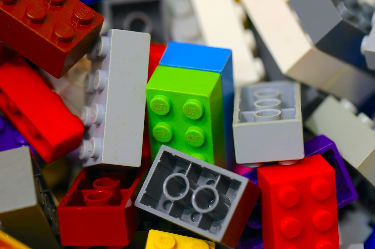 Closeup on a pile of lego bricks