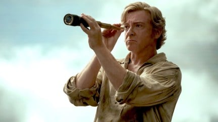 Rhys Darby as Stede Bonnet on the lookout in season two of Our Flag Means Death