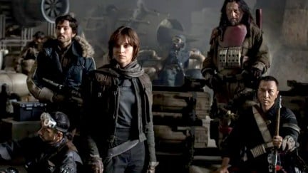 The cast of Rogue One: A Star Wars Story.