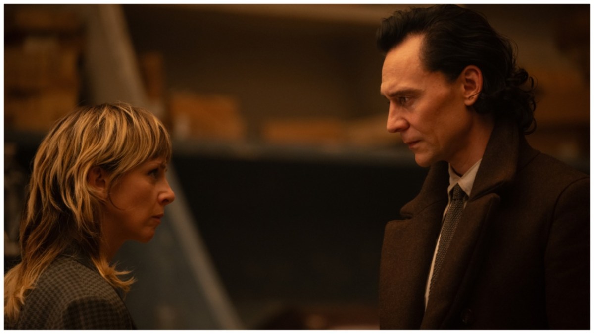 Sylvie and Loki look at each other in the 'Loki' season finale.