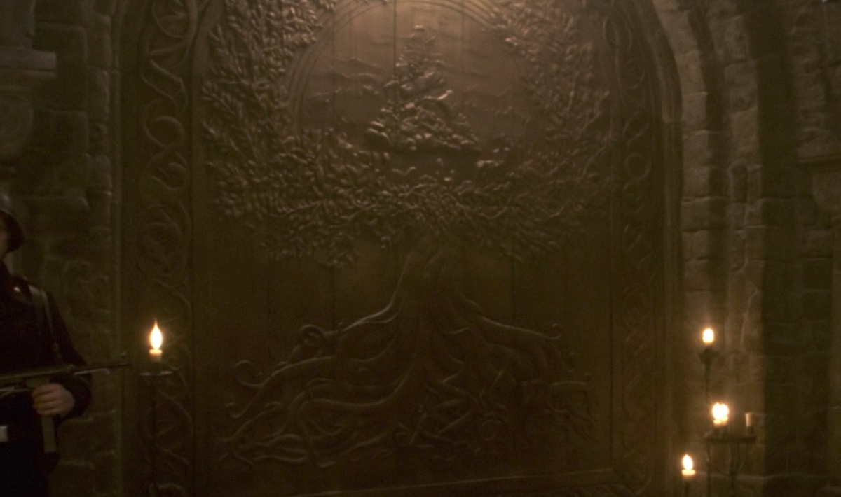 A wooden carving of Yggdrasil in Captain America: the First Avenger. 