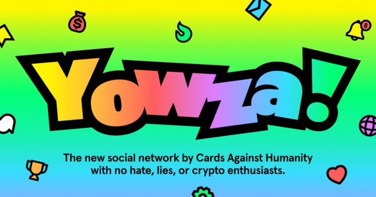 Cards Against Humanity's social network Yowza title art.