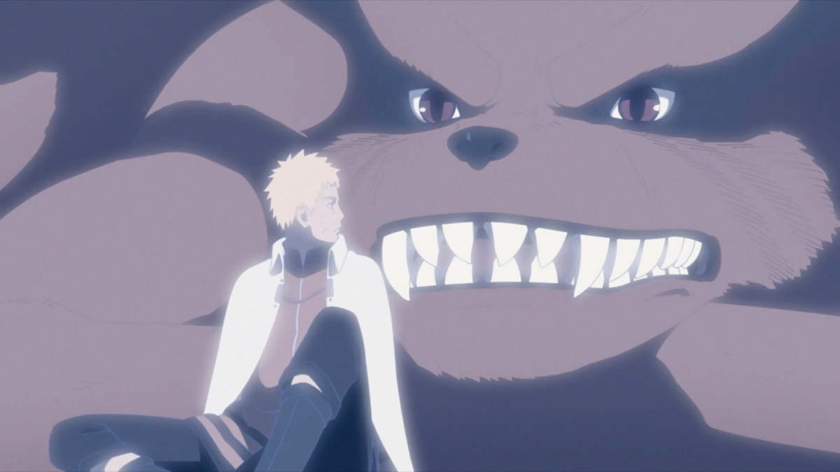 Kurama saving Naruto in Episode 218 of Boruto before dying.
