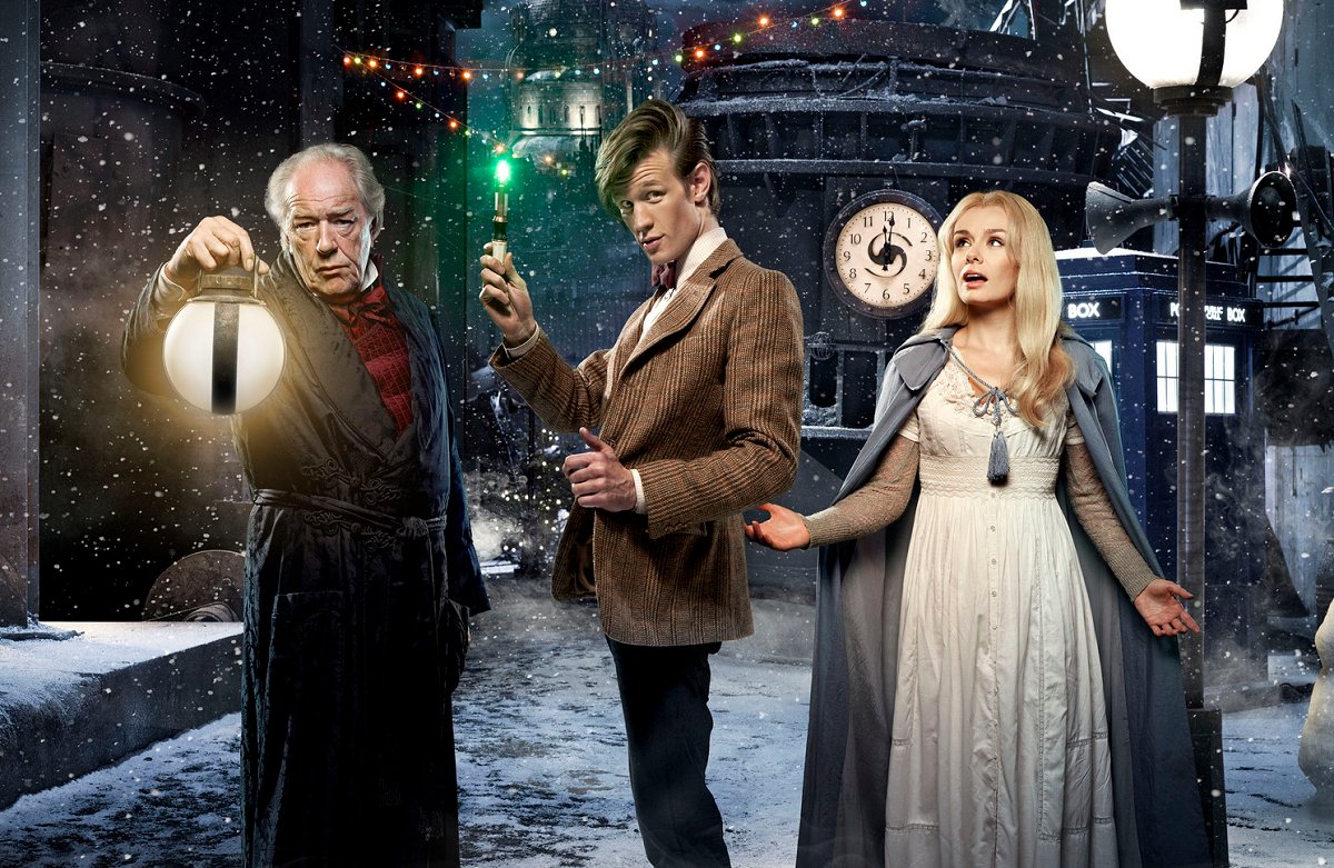 Michael Gambon as Kazran, Matt Smith as the Eleventh Doctor and Katherine Jenkins as Abigail in Doctor Who: A Christmas Carol