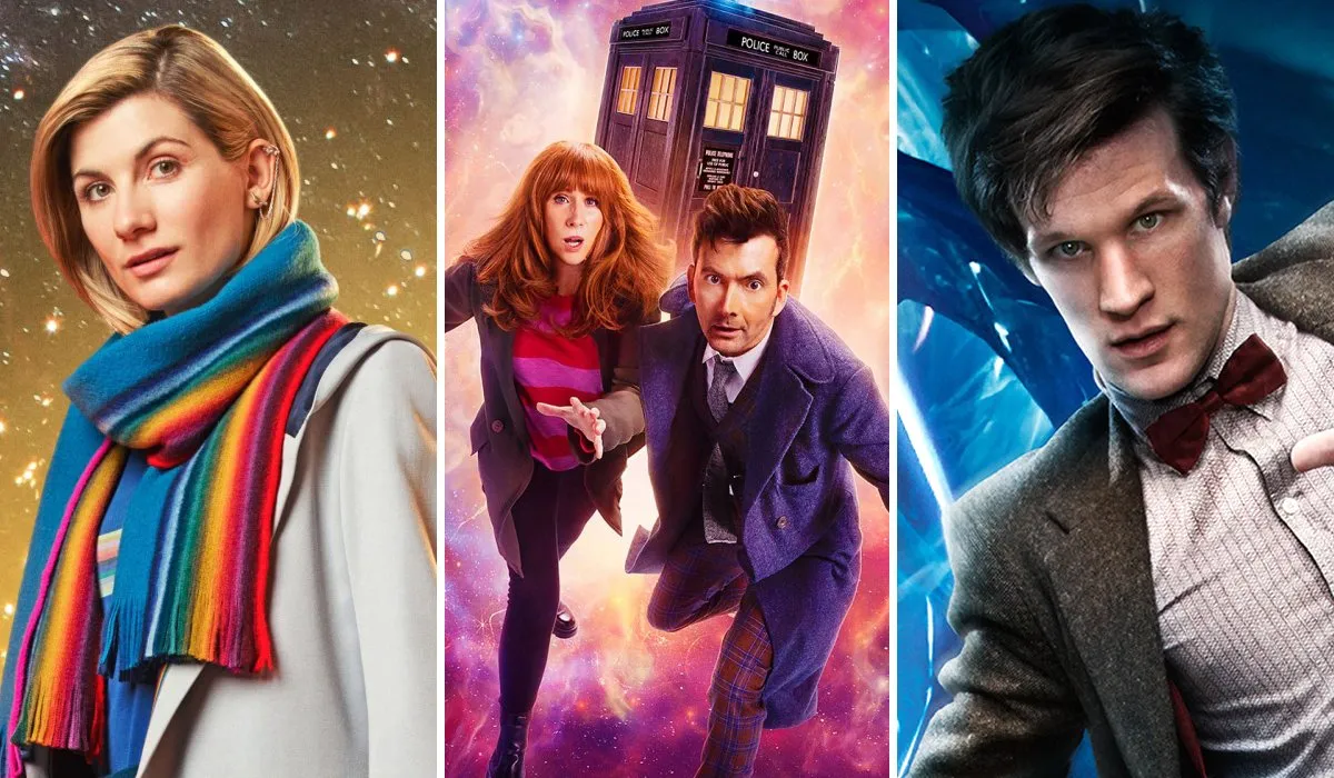 Jodie Whittaker as the 13th Doctor, Catherine Tate as Donna Noble and David Tennant as the 14th Doctor, and Matt Smith as the 11th Doctor