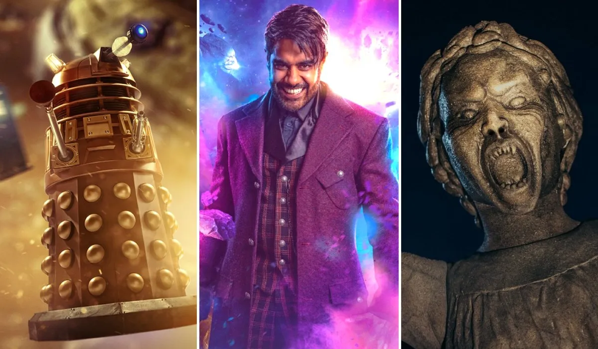 A Dalek, the Master, and a Weeping Angel in Doctor Who