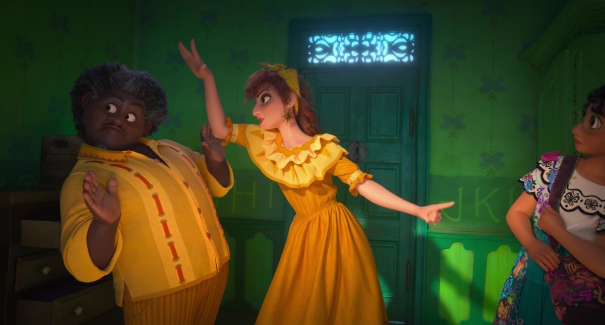 Pepa, Felix, and Maribel definitely not talking about Bruno in 'Encanto.'