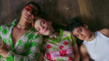 From left to right: James Majoos as Darren Rivers, Chloe Hayden as Quinni Gallagher-Jones, and Ayesha Madon as Amerie Wadia in Netflix's remake of Heartbreak High